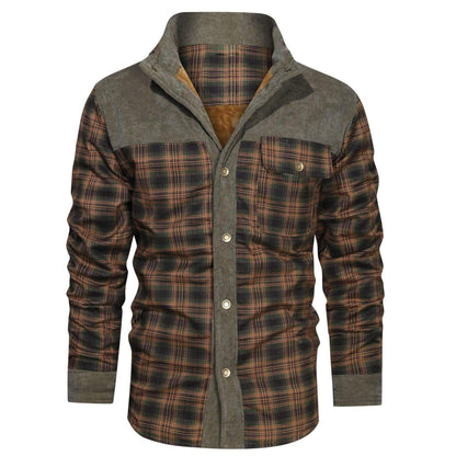 xiangtuibao - Men's Retro Check Pattern Stitching Warm Wanderer Jacket