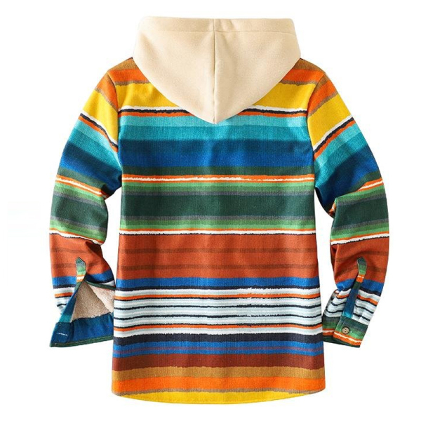 xiangtuibao - Mens Colorful Stripe Thick Plush Casual Jacket