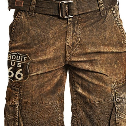 xiangtuibao - Mens Route 66 Printed Casual Tactical Shorts