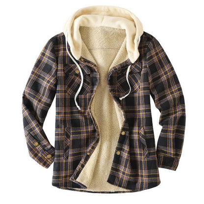 xiangtuibao - Mens Plaid Thick Plush Casual Jacket