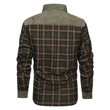 xiangtuibao - Men's Retro Check Pattern Stitching Warm Wanderer Jacket