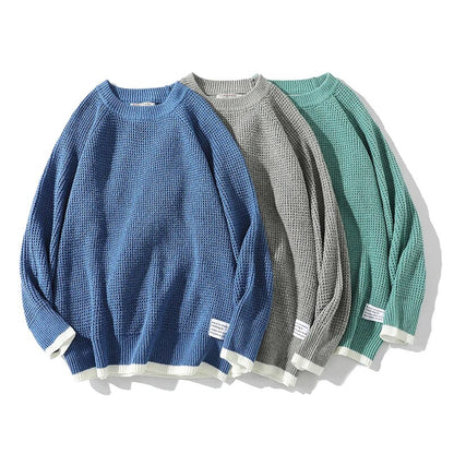 xiangtuibao - High Quality Basic Crewneck Sweaters for Men Autumn Fashion Trends Clothing Teenage Oversized Knitted Pullover Tops Streetwear