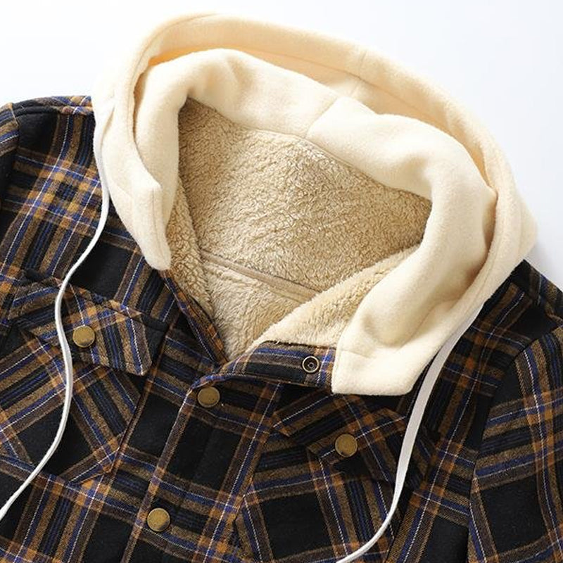 xiangtuibao - Mens Plaid Thick Plush Casual Jacket