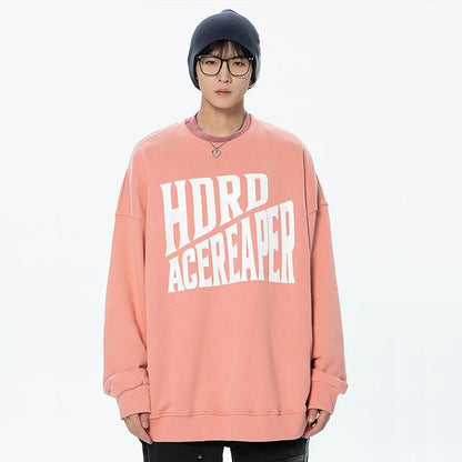 xiangtuibao - Casual Letter Print Oversized Sweatshirts Men Fashion Trends Pullover Tops Teenage Plus Size Harajuku Streetwear Loose Hoodies