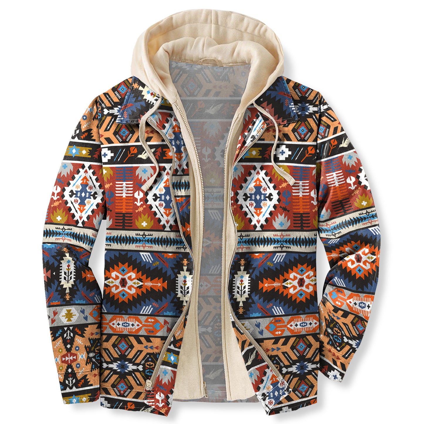 xiangtuibao - Men's Autumn & Winter Outdoor Casual Vintage Ethnic Print Hooded Jacket