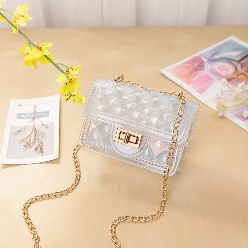 Pearl Lingge Chain Versatile Jelly Handbags For Women Soft PU Shoulder Bags Female Small Mochal Square Messenger Bags