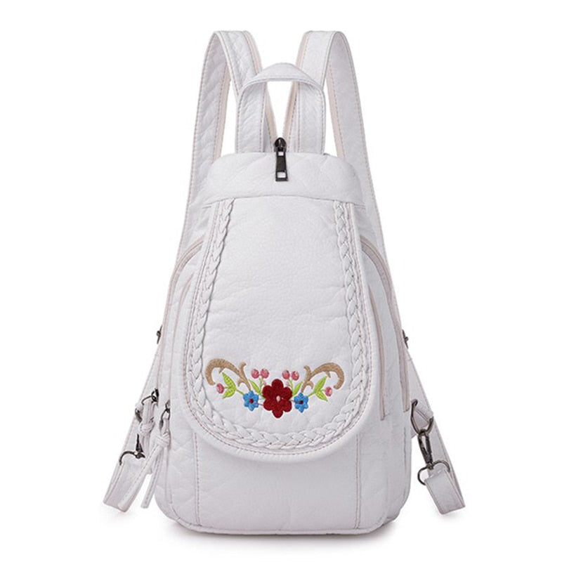 High Quality Backpack for Women New White Leather Backpack School Bag for Teenage Girls Female Travel Backpack Mochila