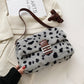 Leopard Pattern Faux Fur Shoulder Bags for Women Brand Designer Soft Plush Handbags Female Crossbody Purses