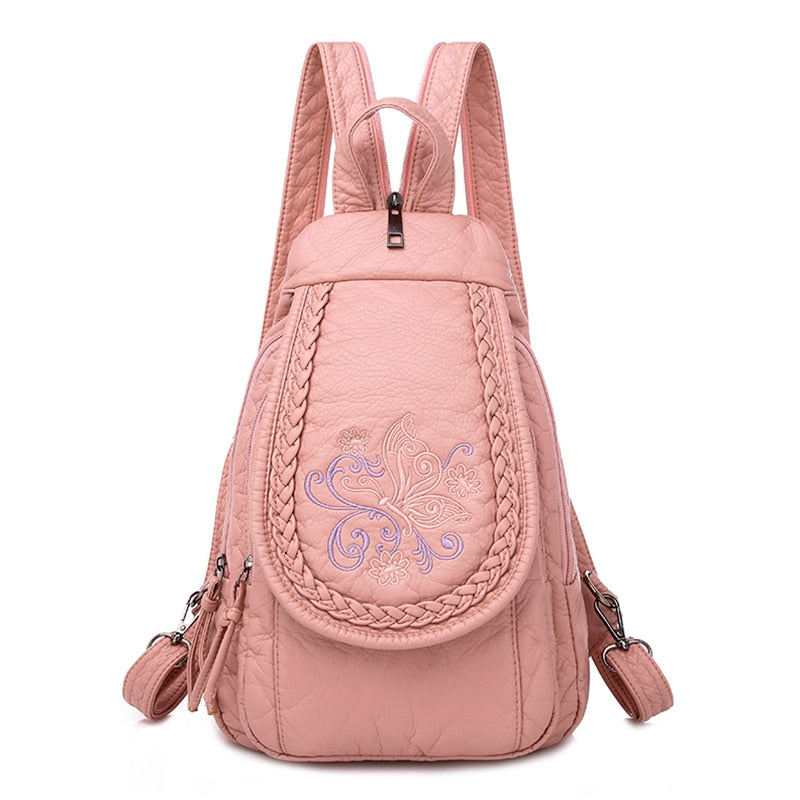 High Quality Backpack for Women New White Leather Backpack School Bag for Teenage Girls Female Travel Backpack Mochila