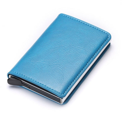 Business ID Credit Card Holder Men Women Coin Leather Wallet RFID Aluminium CardHolder Box with Money Clips Purse