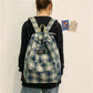 Fashion Plaid Canvas Women&#39;s Backpack Student Backpacks Teenage Girl School Bags Large Capacity Waterproof Travel Rucksack