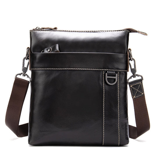 MJ Shoulder Bag Genuine Leather Messenger Bag Real Leather Male Bags Solid Crossbody Handbag High Capacity Purses for Men