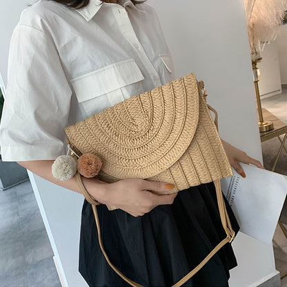 Women Girls Fashion Crossbody Envelope Bag Elegant Straw Handbag Clutch Summer Beach Shoulder Bag