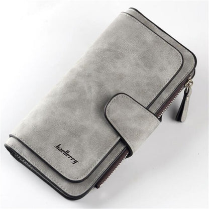 Fashion Women Wallets Dull Polish Leather Wallet Double Zipper Day Clutch Purse Wristlet Portefeuille Handbags Carteira Feminina