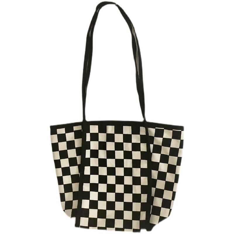 Retro Women Shoulder Bags Fashion Zebra Pattern Ladies Tote Shopping Bags Large Capacity Checkerboard Female Pouch Handbags