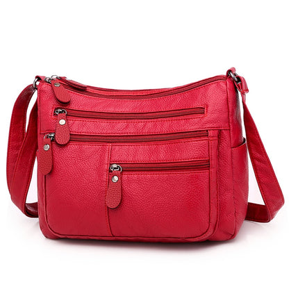 Women Washed Soft PU Leather Shoulder Bag Casual Crossbody Bags for Women Multi-pocket  Handbag Female Messenger Bags