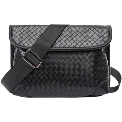 LEBSGE New Men Small Crossbody Square Bag Pu Leather Black Color Street Style Small Shoulder Bag Mobile Phone Bag Diagonal Bag