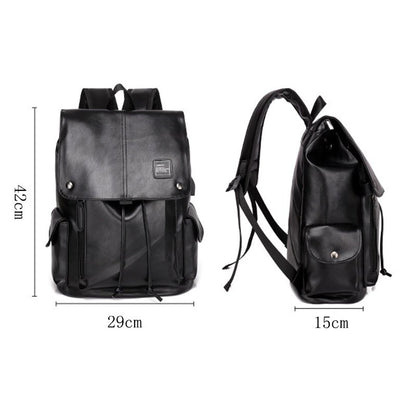 Fashion Man Vintage Retro Backpack PU Leather Mens USB Charger Teenager Backpacks Male Large Capacity Schoolbag Men&#39;s Bag Bolsa