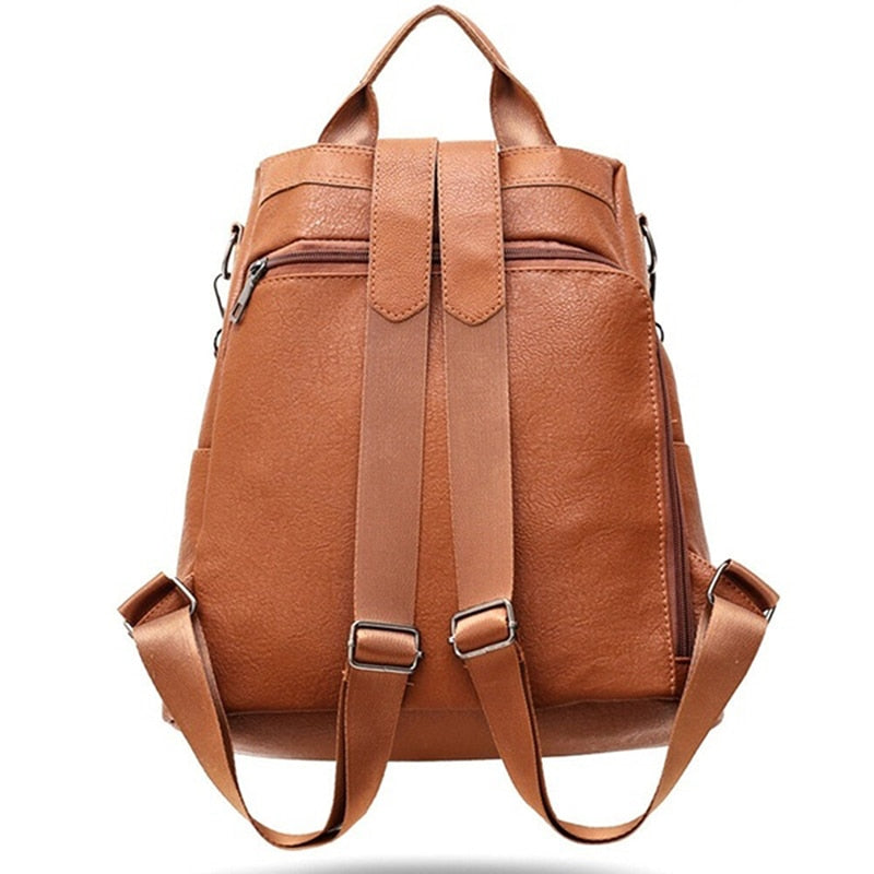 Large Capacity Shoulder Bags School Backpacks For Teenage Girl PU Leather Travel Shoulder Bag Black Bagpack
