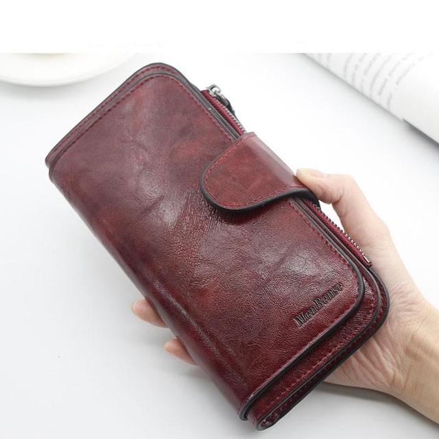 Women&#39;s wallet made of leather Wallets Three fold VINTAGE Womens purses mobile phone Purse Female Coin Purse Carteira Feminina