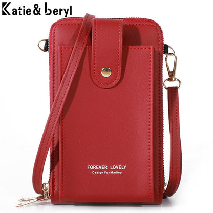 Large Capacity Phone Pocket Shoulder Bag For Women Pu Leather  Female Multi-layer Design Crossbody Bags Ladies Messenger Purses