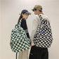 DCIMOR Fashion Plaid Women Backpack Men Cool Nylon Travel Bag Unisex Letter Printing Schoolbag College Girls Kawaii Bookbag Boys