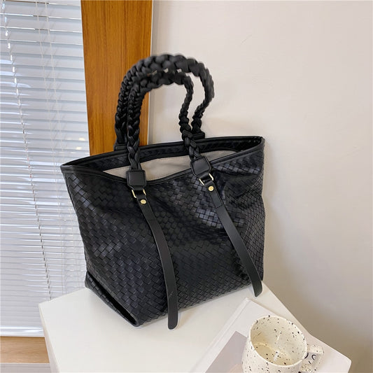 Knitting Shoulder Bags for Women Solid Black Totes Classic Elegant Package Luxurious Casual Handbags New Women Bags