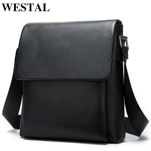 WESTAL Men&#39;s Shoulder Bag Men Genuine Leather Messenger Bags Big Male Black Crossbody Bags for Men Bag Leather Man Handbags 8830