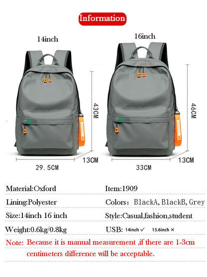 men&amp;#39;s New Arrival 14 15 16 inch Male Mochila for Men Fashion Trend School College Casual Bag Simple Travel Student Backpacks