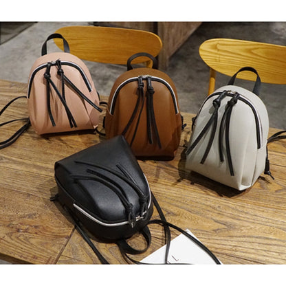 Mini PU Leather Backpack Women&#39;s Small Shoulder Bag with Tassel Zipper  Female Leather  School Bagpack Bag for Teenage Grils