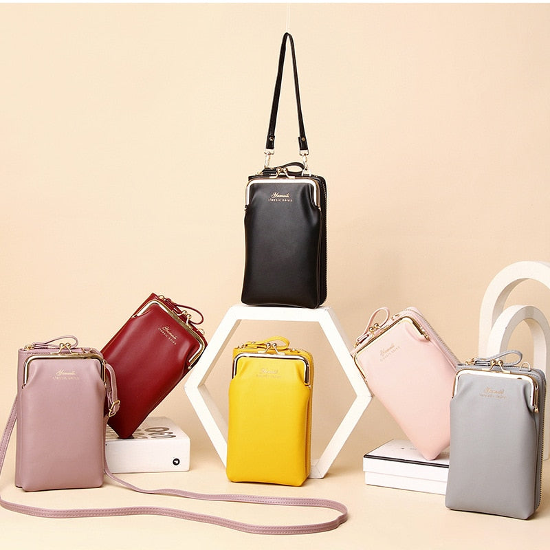 Brand Crossbody Cell Phone Shoulder Bag Cellphone Bag Fashion Daily Use Card Holder Mini Leather Hand Bag for Women Wallet Totes