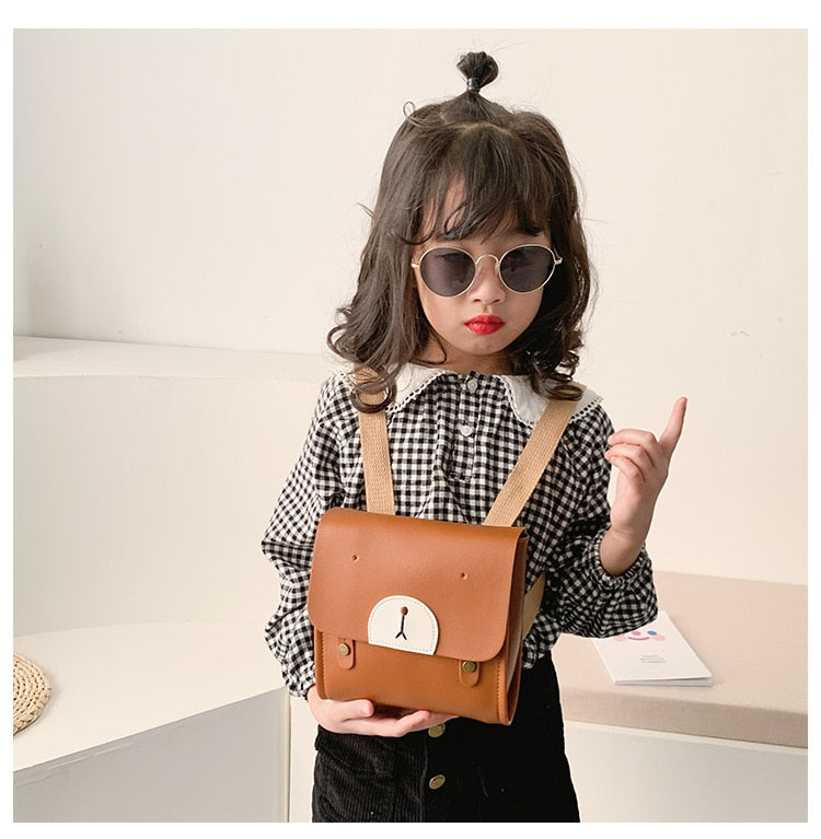 New Fashion Kids School Bag Cute Cartoon Bear PU Leather Backpack Kindergarten Mini Schoolbag Children Travel Bags