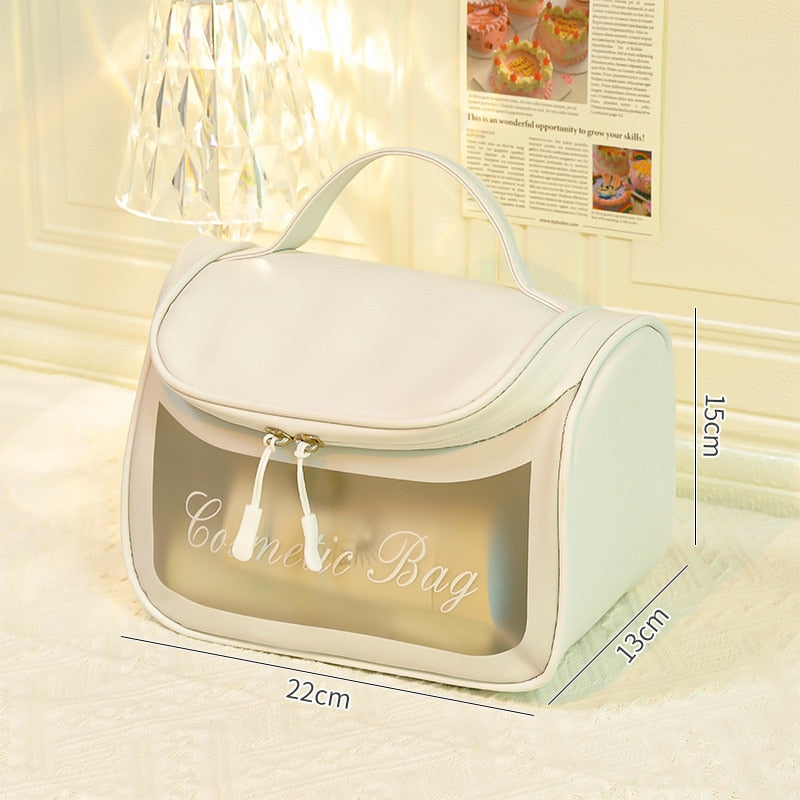 Female Makeup Bag Solid Color Transparent Simple Large-capacity Cosmetic Bag Travel Portable Zipper Storage Bags Сумка Женская