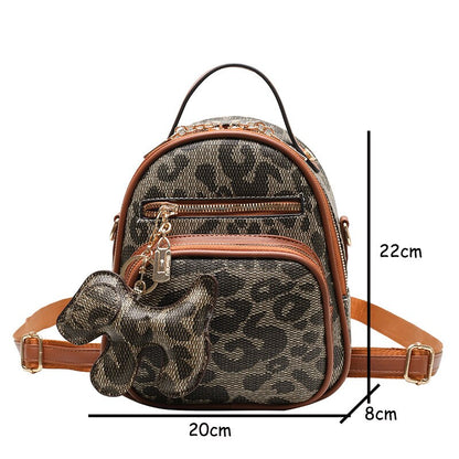 Fashion Leopard Women Backpack Ladies Travel Backpacks Small School Bags for Teenage Girls Designer multi-function Shoulder Bags