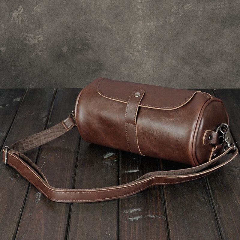 GUMST Brand Hot Sale Bucket Men Bags Vintage Small Shoulder Bag Pu Leather Mens Messenger Bag Cylinder Men&#39;s Crossbody Bags Male