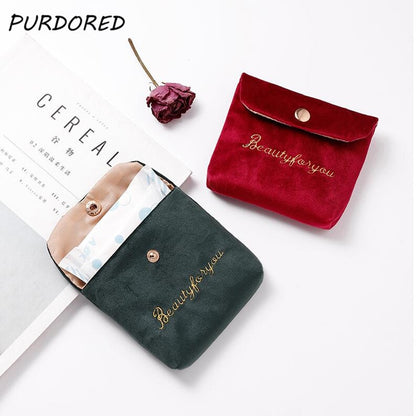 PURDORED 1 Pc Mini Lipstick Bag for Women Velvet Small Cosmetic Bag Travel Makeup Case Lipstick Organizer Pochette Maquillage