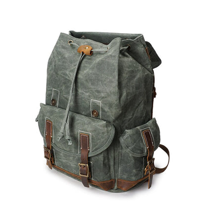 Vintage Oil Wax Canvas Backpack Men Waterproof Travel Shoulder Bag High Quality Fashion Student Bag Laptop Male Backpack