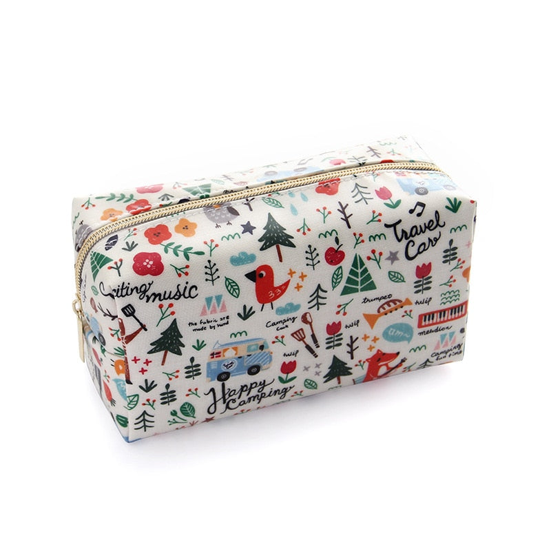 PURDORED 1 pc Cartoon Cosmetic Bag Fish Duck Pattern Women Make Up Bag Travel Floral organizer for cosmetic Toiletry Bag neceser