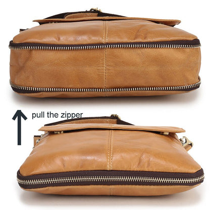 Functional Men Genuine Leather Messenger Shoulder Bag Middle Office Business Bag for Tablet Handbag Male Flexible Crossbody Bag