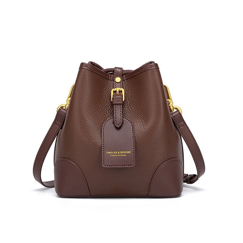 New Female Bucket Bag Genuine Leather Crossbody Bags for Women Luxury Shoulder Bag Ladies Brand Designer Bag