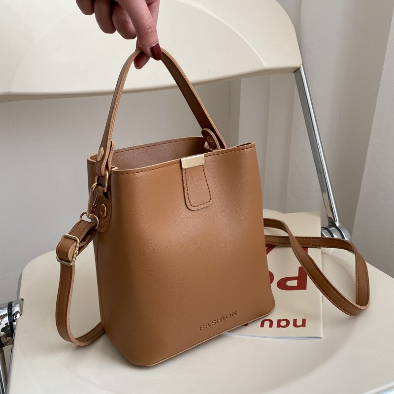 Fashion Small Bucket Bags Women Top Handle Handbags Women PU Leather Shoulder Messenger Bag Female Crossbody Lady Elegant Purse