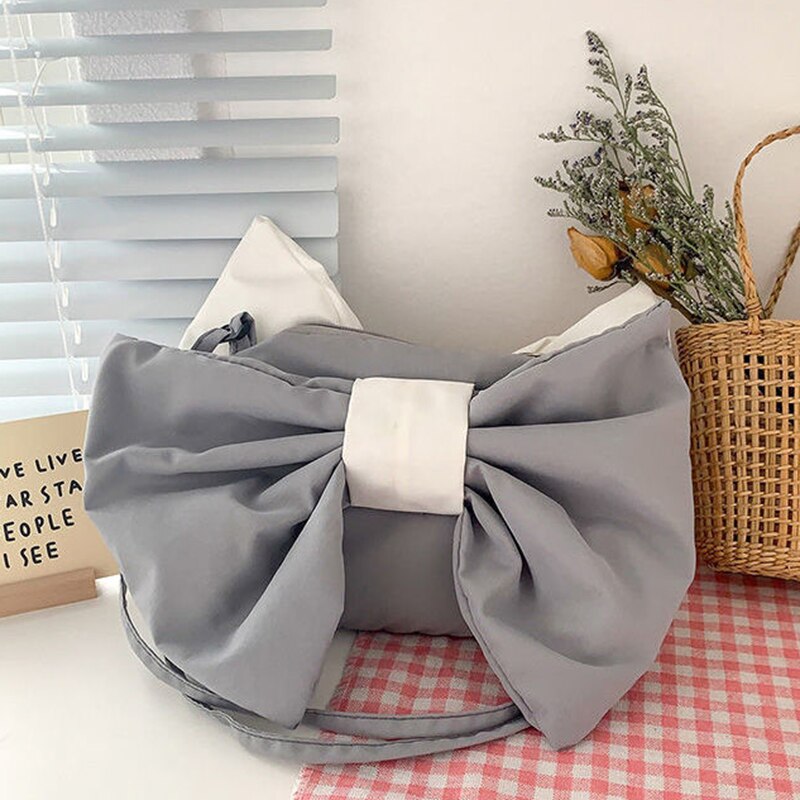 Big Bow Cute Shoulder Bags Women Underarm Sweet All-match Teenagers Street Chic Light Weight Fashion 5 Colors Hot Sale Japan Ins