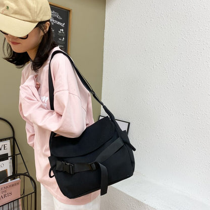 Black Messenger Bags Women Simple Large Capacity College Preppy Harajuku Chic Japanese Style Crossbody Shoulder Bolsa Students