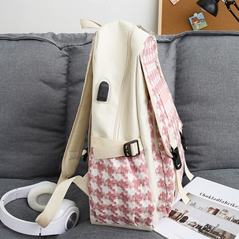 3-Piece Set Ladies Backpack Women Backpack Fashion Girl School Bag Retro School Bag Girl School Bag Canvas Backpack