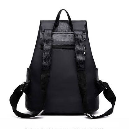 Simple Trending Solid Color Nylon Women&#39;s Backpacks Casual Large Capacity Design Black School Bags for Teenager