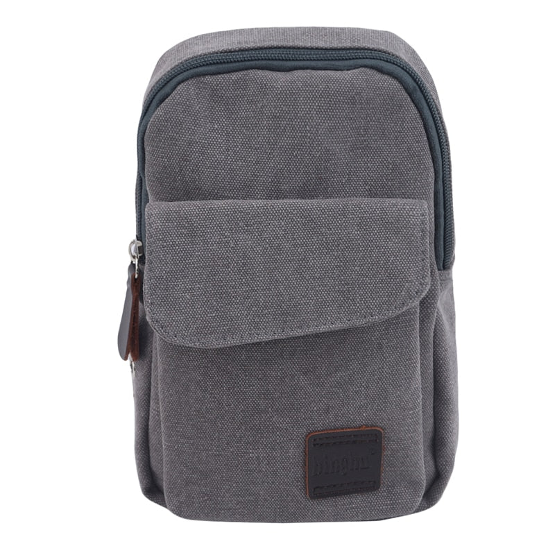 fashion Men&#39;s Small Chest Sling Bag Travel Hiking Cross Body Messenger Shoulder Backpack Solid Men Canvas Bag