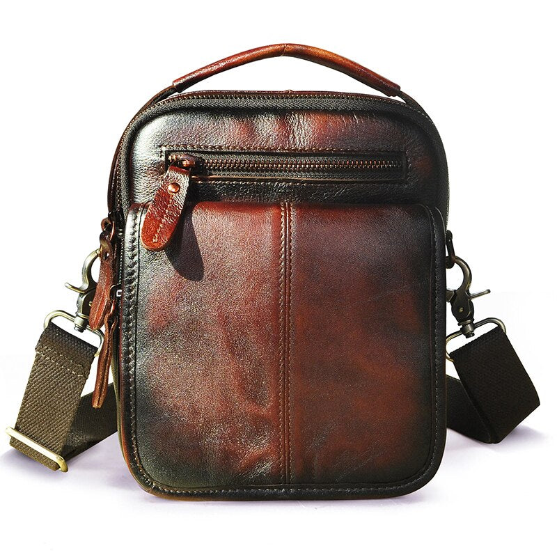 Hot Sale Crazy Horse Leather Fanny Waist Belt Bag Pack Design Messenger Satchel Cross-body Shoulder Tote bag For Men Male 8025