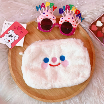 New Korea Fashion Women Pearl Cosmetic Bag  Japanese Cute Ins Bear Dog Pencil Makeup Storage Organizer Bag Pouch For Girls Bag