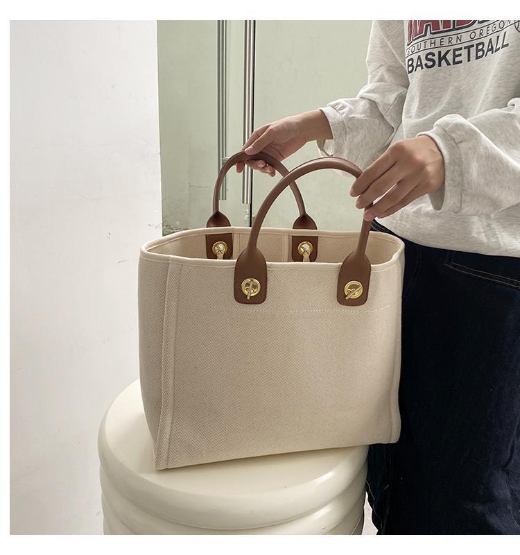 Personalized Embroidery Tote Canvas Women Bag Custom Name White Portable Handbag Simple Versatile Large Capacity Bag Shoper bag