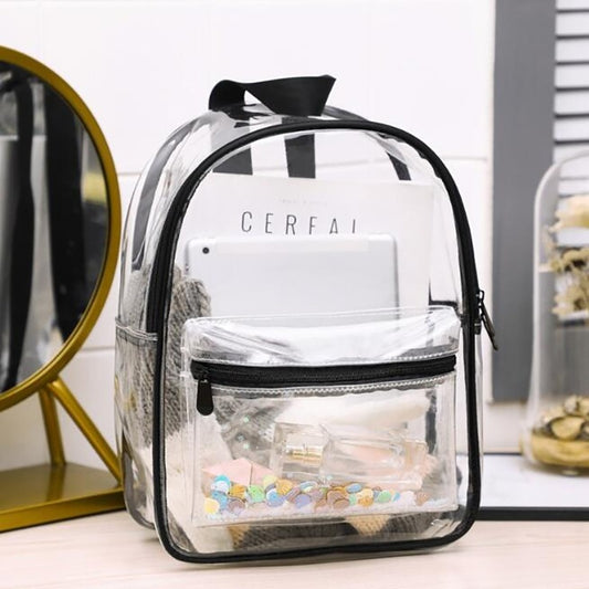 Fashion Waterproof PVC Bag Light green transparent Sequin Bag Backpacks Women School Bags for Adults and Students